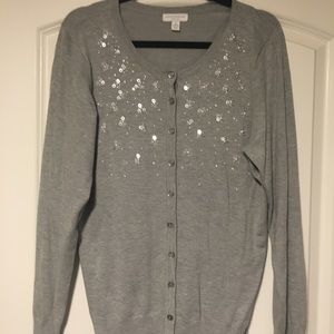 Gray cardigan sweater